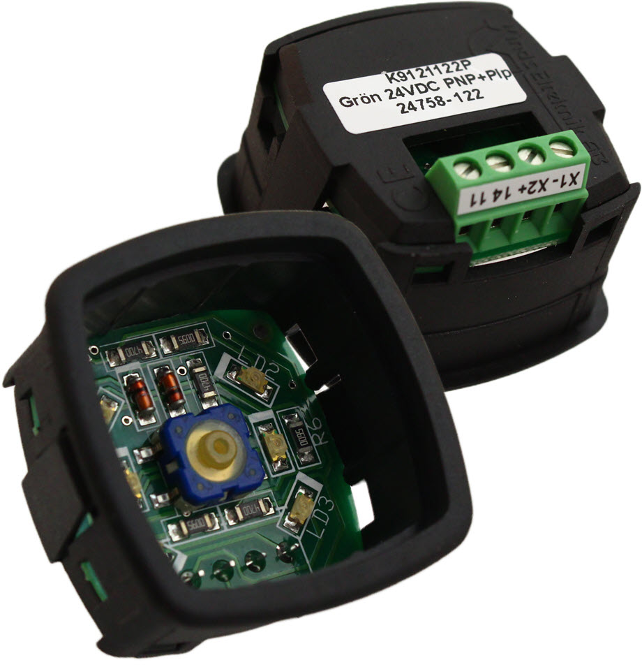 Button, Kinds KI-BIT 235, green LED, beep, PNP