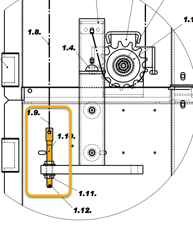 Bolt for chain, Hütter VKT, vertical section door, M6