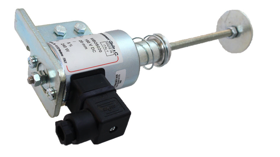 Magnet mit Arm, Montanari GB. 200VDC, links, Fernauslösung