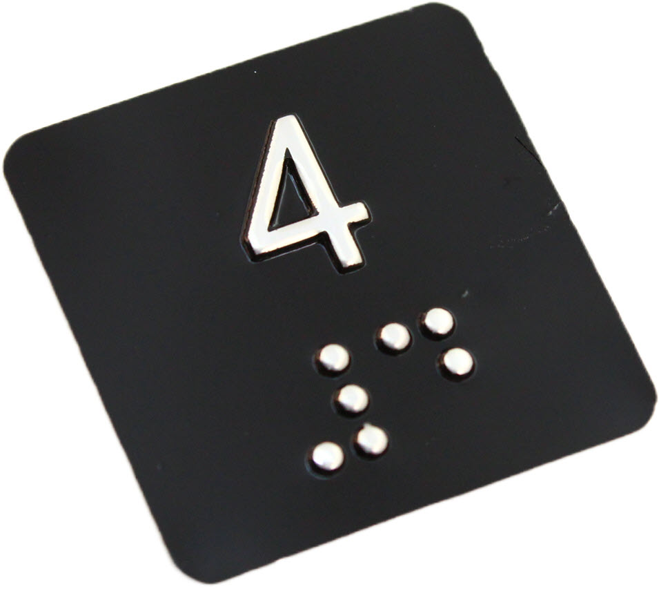 Tryckbricka, ELMI/IGV, braille, ''4'', svart
