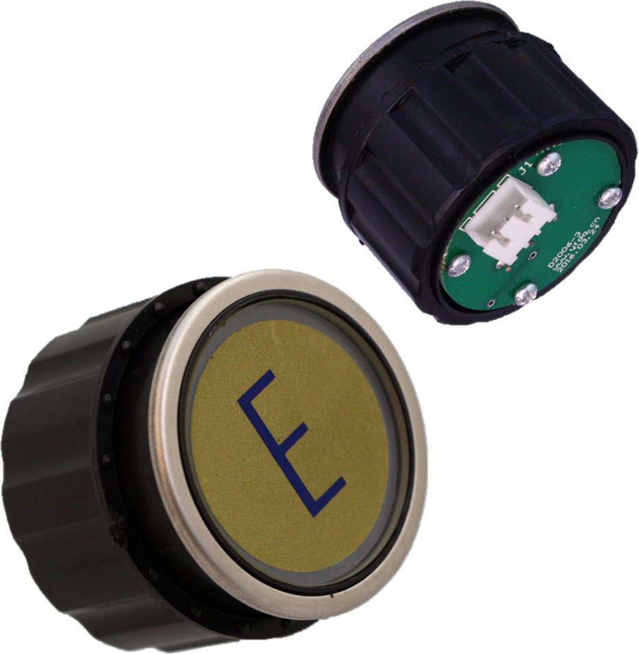 Tryckknapp Schindler D2, 3-pin, grön LED, ''E''