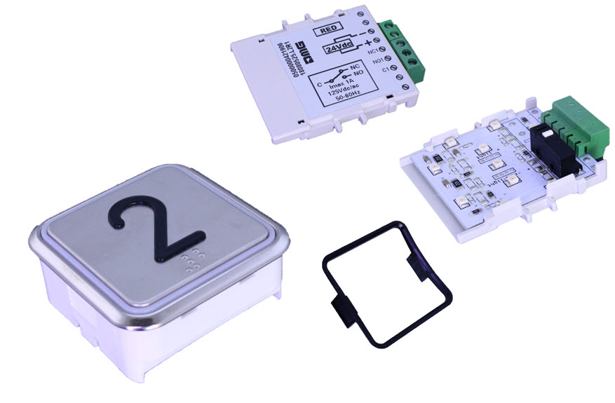 Knapp, DMG, B7 Maxxi, röd LED, ''2'', Braille