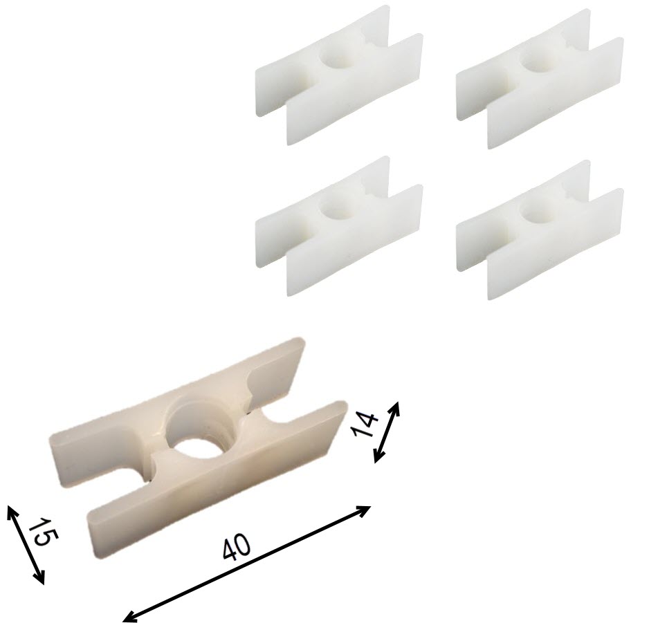 Untere Türführung, Fermator Compact, Kunststoffteil, 4 Stk., 40x15mm