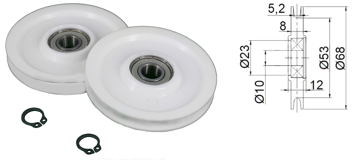 Brythjul, Haushahn TSS70/72, ø68/53/10x12mm, 2-Set