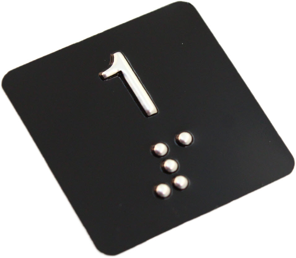 Tryckbricka, ELMI/IGV, braille, ''1'', svart
