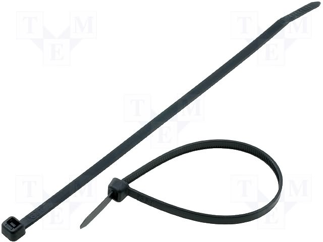 Buntband, 200x4.6mm, svarta, 100-pack