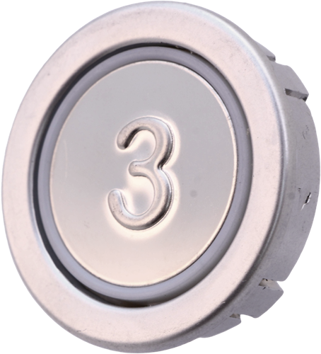 "Tryckknapp, Kleemann, FMR Mirror, röd LED, ''3''"