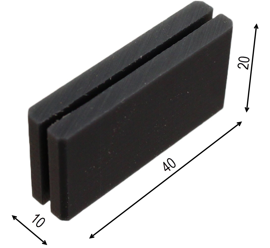 Guide shoe door panel+CW, Hütter VKT, vertical door, 9,5x20x40mm