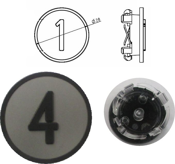Tastplatte für erhöht Haupthalt, KONE KSS, grau ''4''