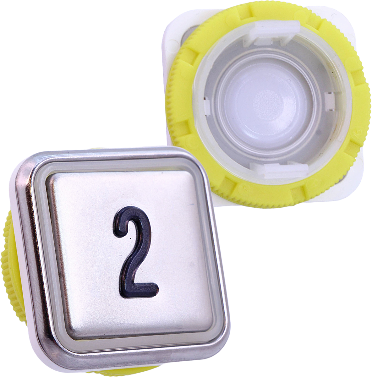 Taster Bedienelement, DMG BLQ, 34x34mm, Edelstahl, "2"