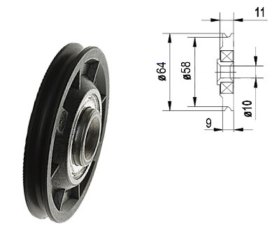 Synkrulle, Passar Wittur/Selcom, ø64/58/10x11mm