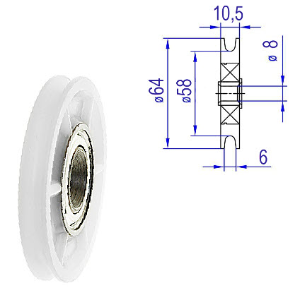 Synkrulle, Fermator, ø64/58/8x10,5/6mm