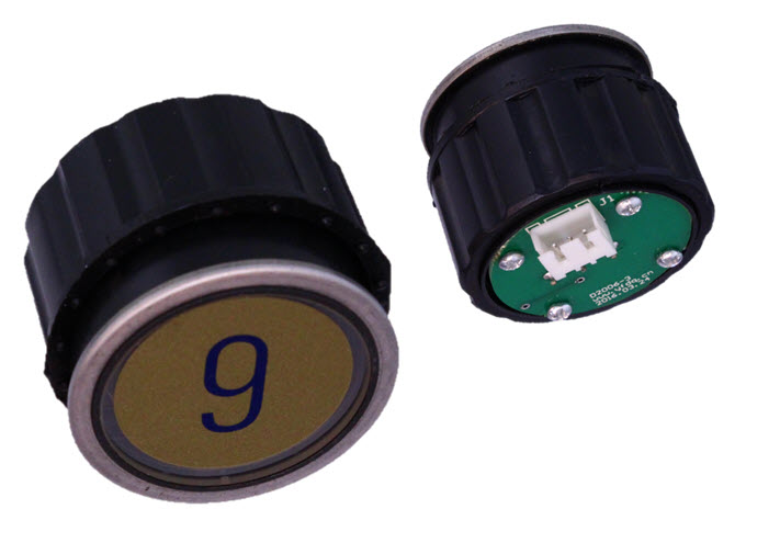 Tryckknapp Schindler D2, 3-pin, grön LED, ''9''