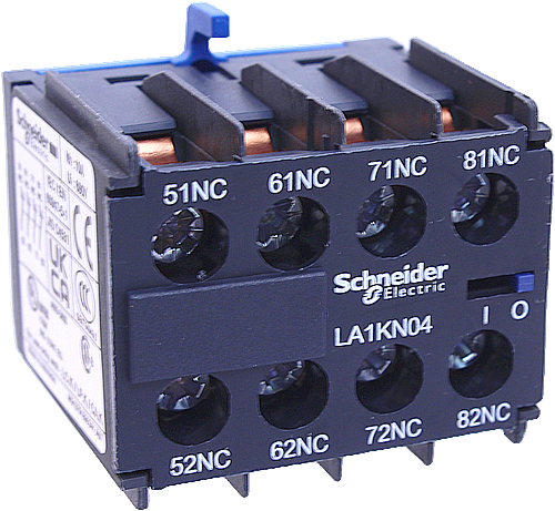 Hjälpkontaktblock, Schneider/Telemec., LA1KN04, 4NC-Kontakter