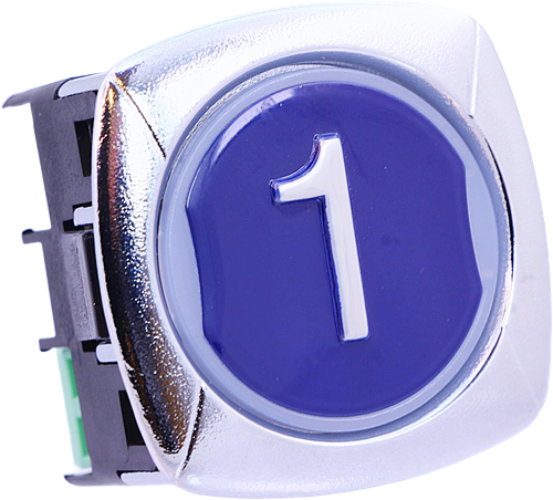 Tryckknapp, ELMI/IGV, RP42Z, ''1'' blå, röd LED+Buzzer