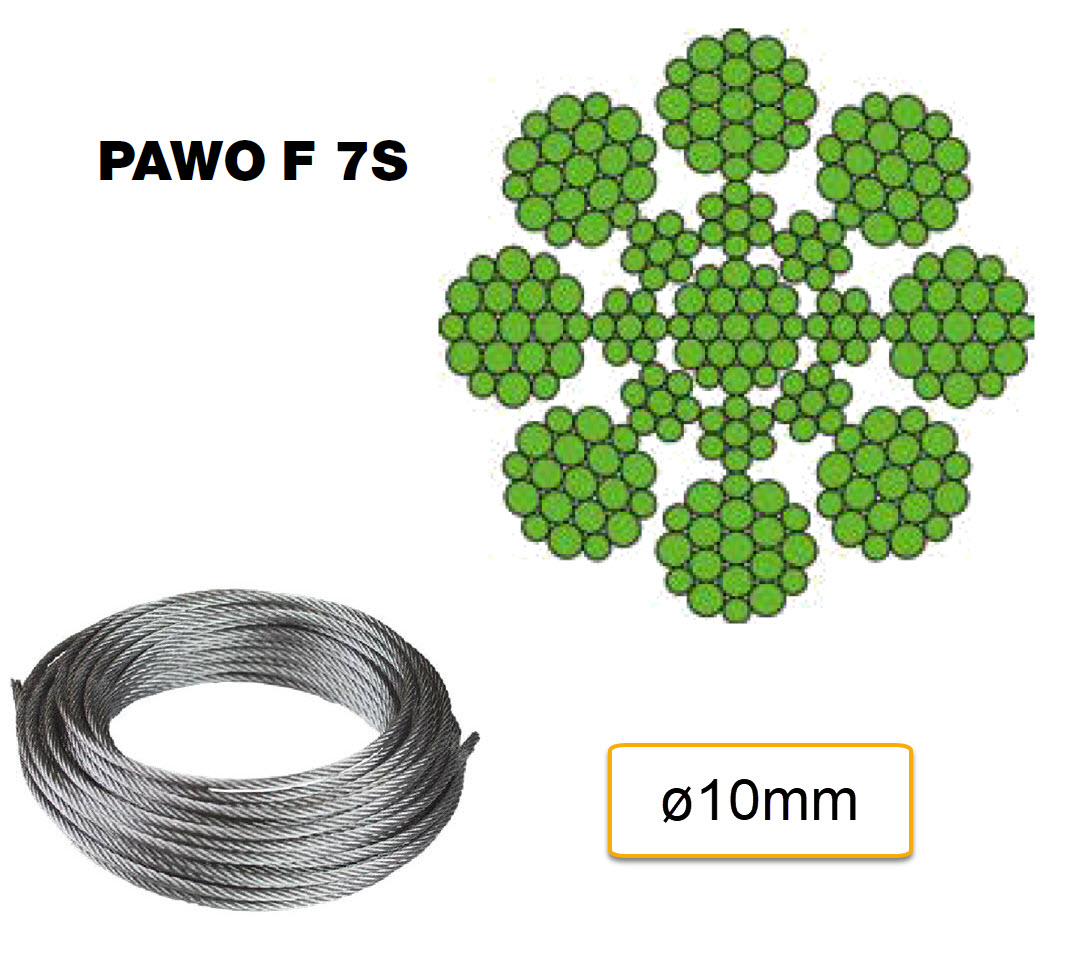 Seil G Wolf PAWO F7S, ø10mm, 8x19W-IWRC 1570 N/mm², Angepasst/meter