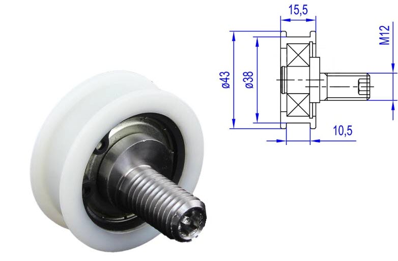 Underrulle, Passar Sematic III, 43/38x16mm, M12