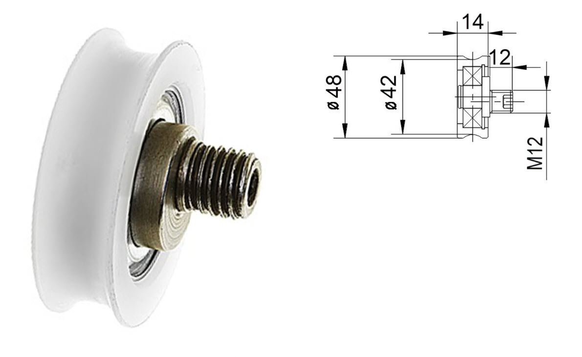 Gegendruckrolle, Fermator, ø48/42x14mm, exz. M12x12mm