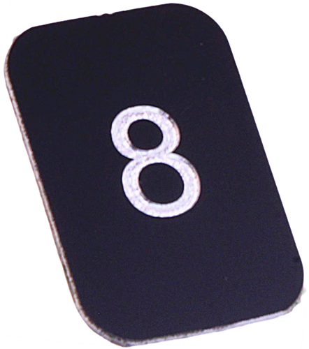 Tryckbricka 2535-S, svart, vertikal, graverad symbol ''8''