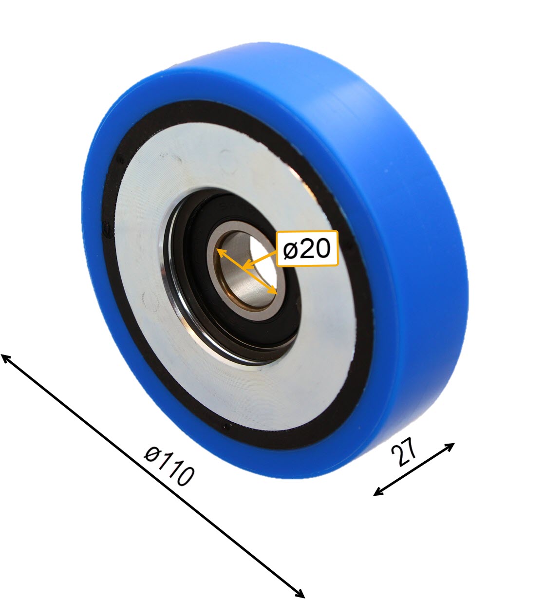 Step roller, KONE ø110/20x27mm, bearing 6204RS