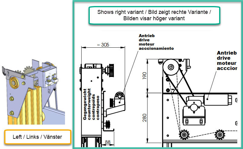 Replacement kit L/H, Hütter VKT, Drive from old to new version