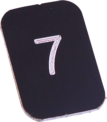 Tryckbricka 2535-S, svart, vertikal, graverad symbol ''7''