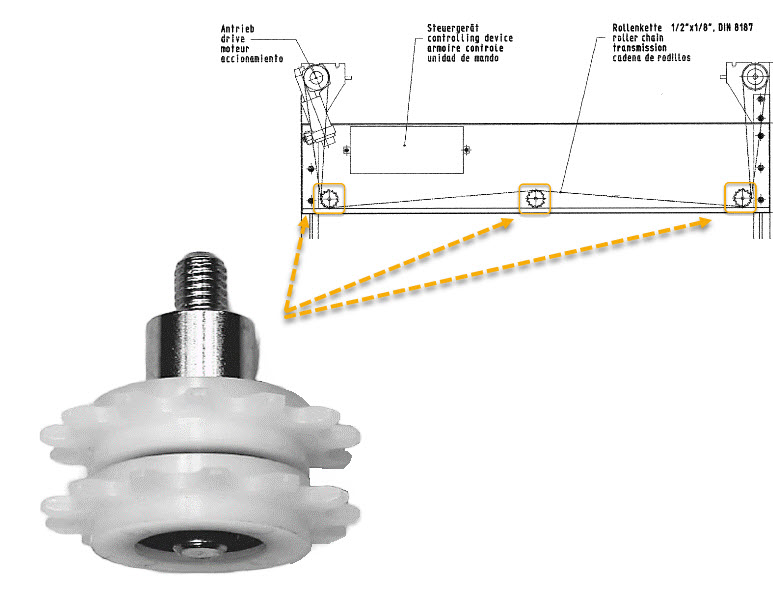 Pulley kit synchronisation, Hütter VKT, with 2 gear wheels